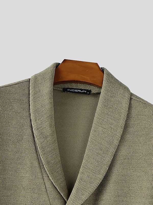 Men's Solid Knit Long Sleeve Sweater Cardigan SKUL35098