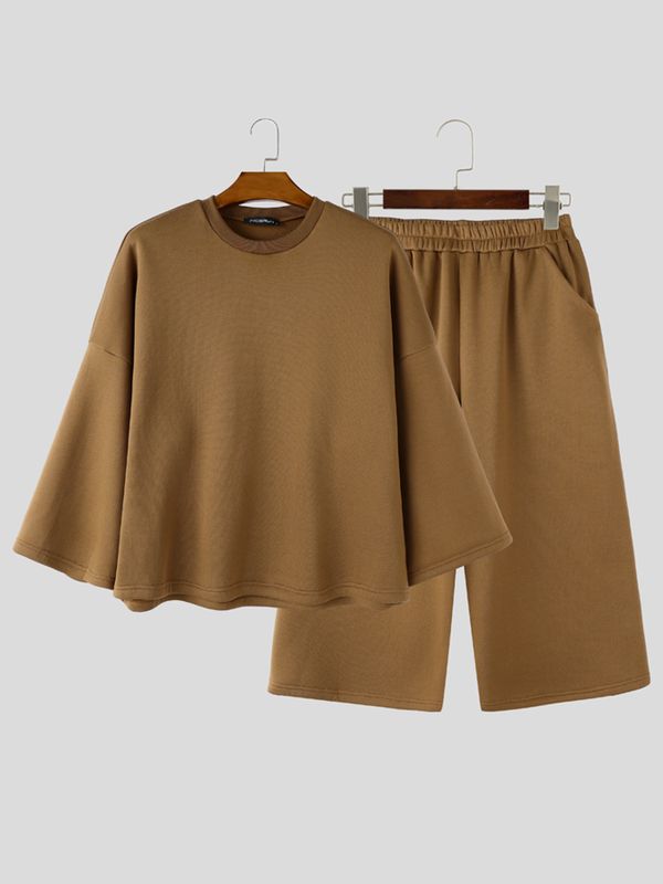 Men's City Boy Minimalist Oversized Dropped Shoulder Two Pieces Outfit SKUL75665