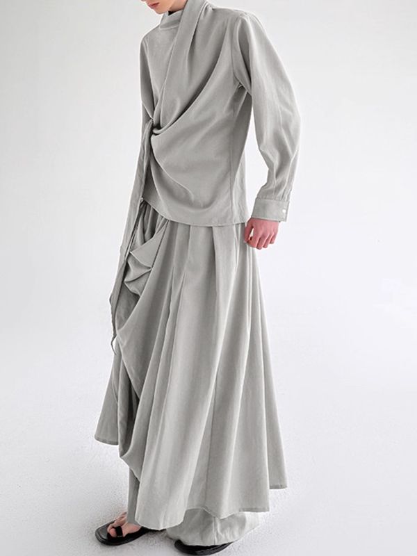 Men's Solid Deconstructed Casual Two Pieces Outfit SKUL28244