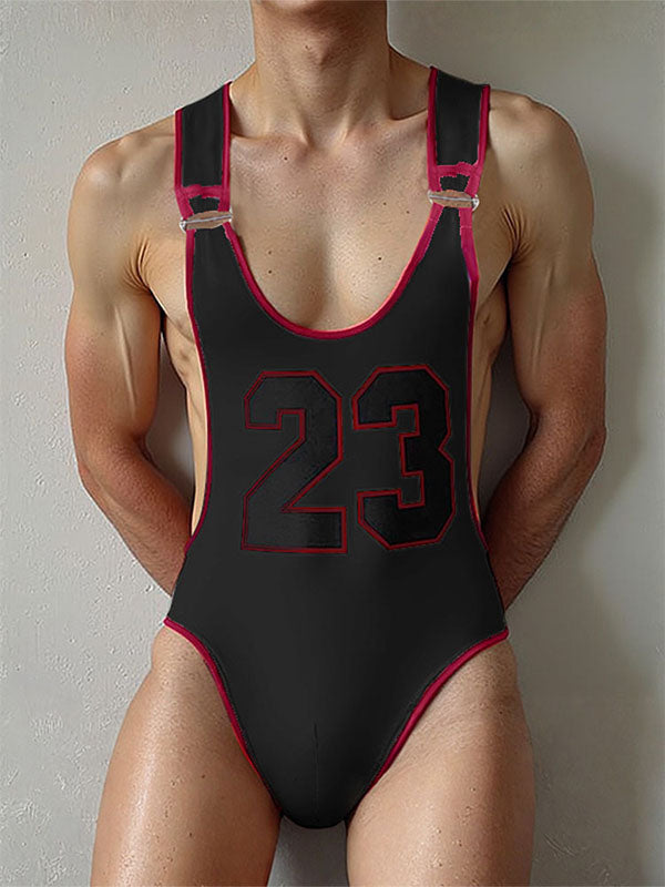 Men's Number 23 Print Colorblock Sleeveless Bodysuit SKUL17999