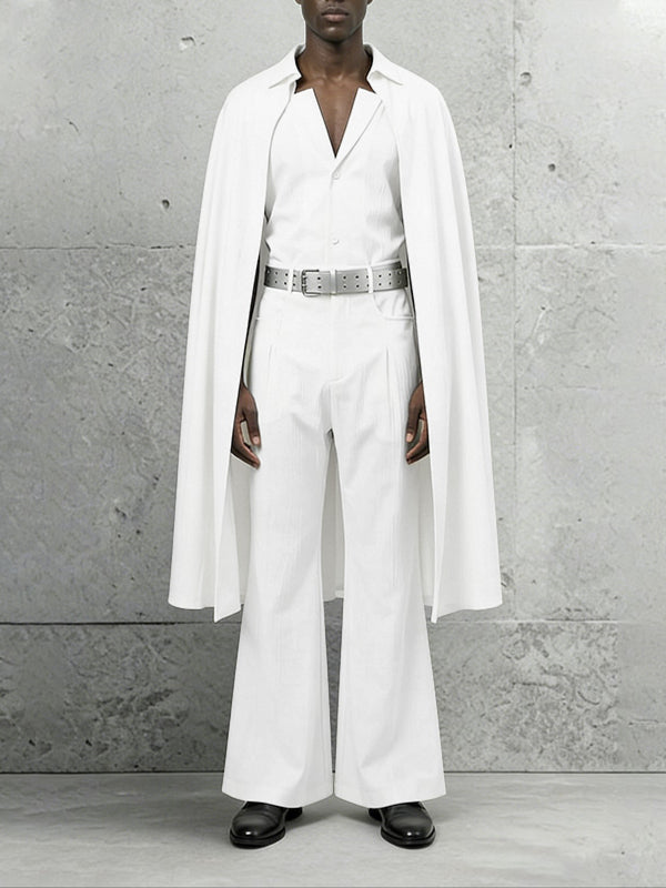 Men's Cape Patchwork Solid Color Two Pieces Outfit SKUL36485