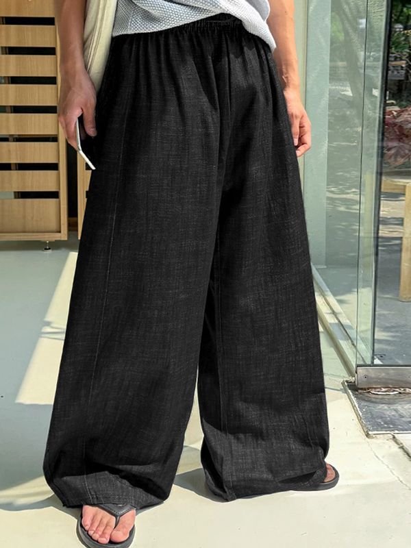 Men's Chill Relaxed City Walk Slub Textured Drawstring Flowing Baggy Pant SKUL84571