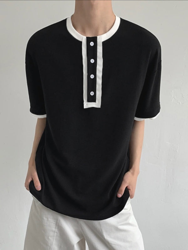 Mens Contrast Color Casual Short Sleeve T-Shirt SKUL17890