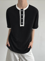 Mens Contrast Color Casual Short Sleeve T-Shirt SKUL17890