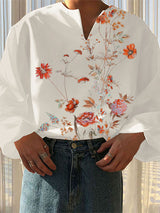 Mens Floral Print Notched Neck Shirt SKUK28465