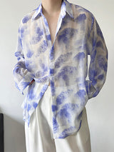 Mens Allover Print Chiffon Long Sleeve Shirt SKUK23183