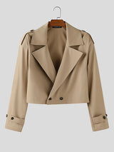 Men's Solid Color Cropped Casual Long Sleeve Jacket SKUL25781