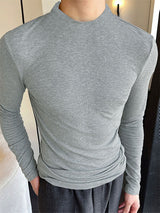 Mens Slim Fit High-Neck Long-Sleeve T-Shirt SKUK81731