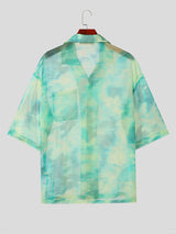 Mens Tie-Dye Chiffon Half-Sleeve Shirt SKUK66758