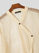 Men's Asymmetric Sheer Mesh Short Sleeve Shirt SKUL60239