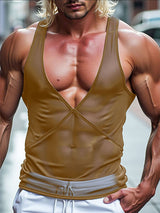 Mens Sheer Mesh Deep V-Neck Tank SKUL16746