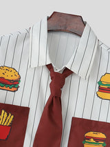 Men's Fun Print Color Block Striped Short Sleeve Shirt SKUL35037