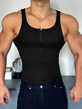 Mens Striped Zipper Design Sleeveless Tank SKUK80680