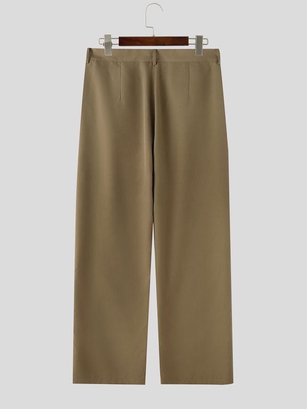 Men's Avant-Garde Diagonal Multi-Button Detail High-Waisted Wide-Leg Pant SKUL66088