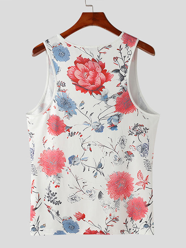 Mens Allover Floral Print Sleeveless Vest SKUK49106