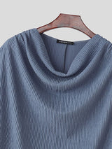 Men's Textured Cowl Neck Knit Batwing Sleeve T-Shirt SKUL41062