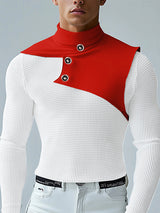 Mens Solid Color Mesh Patchwork Long Sleeve T-Shirt SKUK98893