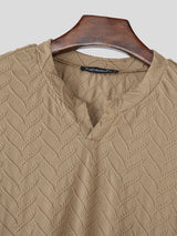 Men's Solid Textured Long Sleeve T-Shirt SKUL29586