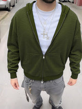 Men's Solid Color Textured Hooded Long Sleeve Sweater SKUL30571