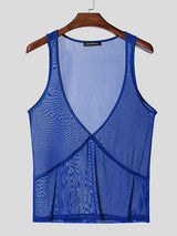 Mens Sheer Mesh Deep V-Neck Tank SKUL16746