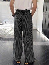 Mens Striped High-Waisted Casual Pant SKUK74691