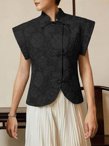 Men's New Chinese Style Floral Jacquard Mandarin Collar Shirt SKUL59790