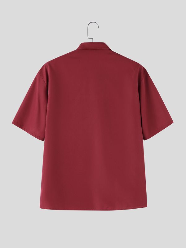 Men's Avant-Garde Hussar-Inspired Military Cording Short Sleeve Button-Down Shirt SKUL62066