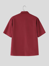 Men's Avant-Garde Hussar-Inspired Military Cording Short Sleeve Button-Down Shirt SKUL62066