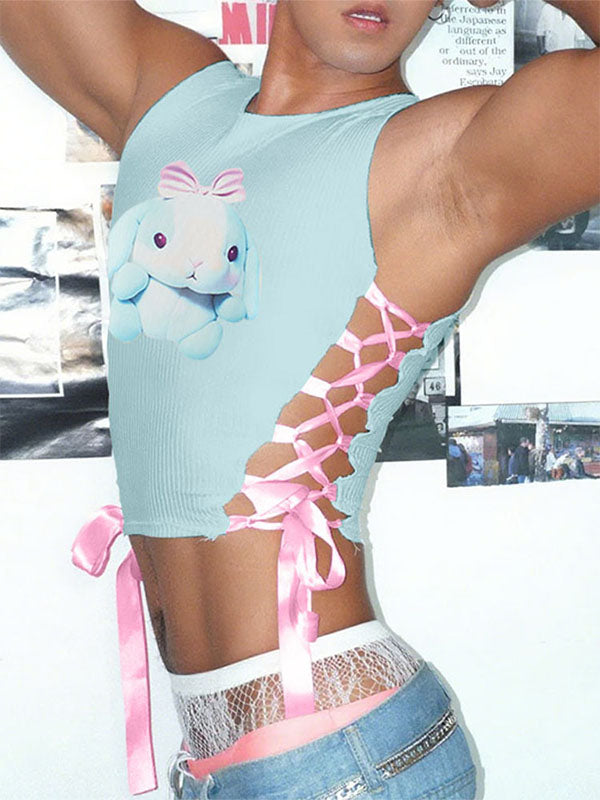 Men's Cartoon Print Cropped Tank SKUL20263