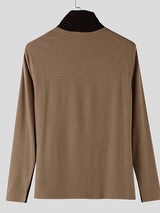 Men's Contrast Color Knit Long Sleeve T-shirt SKUL50771