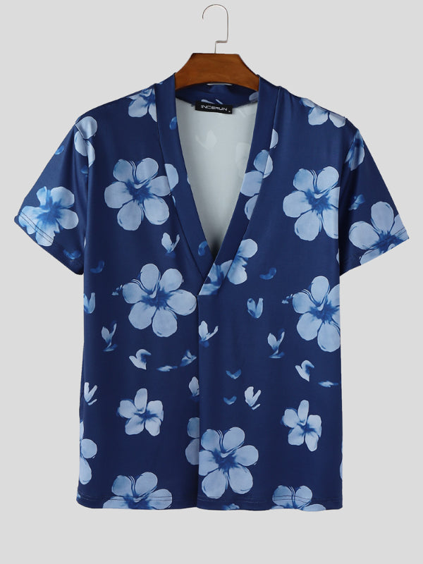 Mens Floral Print Short Sleeve T-Shirt SKUL15027