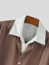Men's Striped Colorblock Short Sleeve Shirt SKUL27367