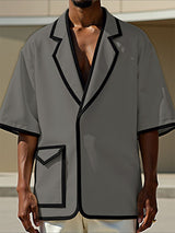 Mens Bold Stripe Contrast Color Short Sleeve Blazer SKUL16901