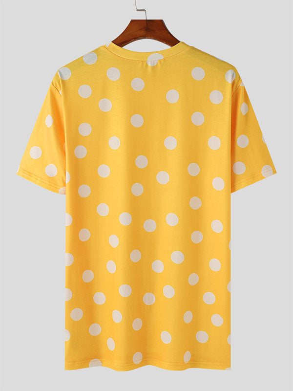 Mens Polka Dot Crew Neck Short Sleeve T-Shirt SKUK70024