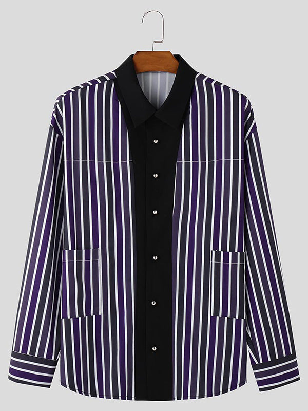 Mens Casual Striped Long Sleeve Shirt SKUK80264