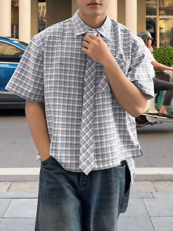 Mens Plaid Short Sleeve Shirt SKUL12913