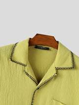 Mens Colorblock Cuban Collar Short Sleeve Shirt SKUL11573