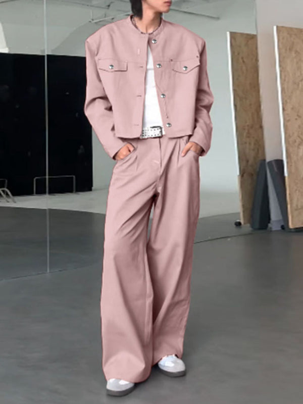 Men's Solid Color Casual Two Pieces Outfit SKUL36394