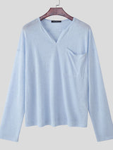 Men's Solid Color Sheer Long Sleeve T-Shirt SKUL40234