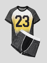 Mens Digital Print Gradient Two Pieces Outfit SKUL16795