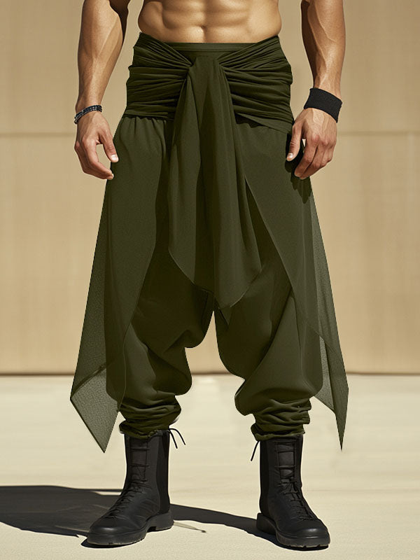 Mens Solid Color Semi-Sheer Ruched Pant SKUL05269