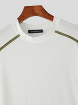 Mens Metallic Stripe Patchwork Short Sleeve T-Shirt SKUL18016