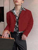 Men's Solid Color Cropped Casual Long Sleeve Blazer SKUL36631