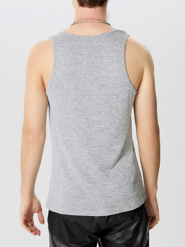 Mens Deconstructed Cross Solid Color Tank SKUK68468