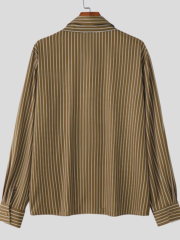 Men's Stripe Ribbon Long Sleeve Shirt SKUL47905