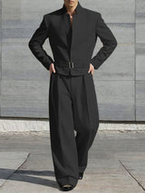 Men's Solid Color Stand Collar Two Pieces Outfit SKUL50816