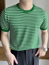 Mens Striped Crew Neck Short Sleeve T-Shirt SKUK00626