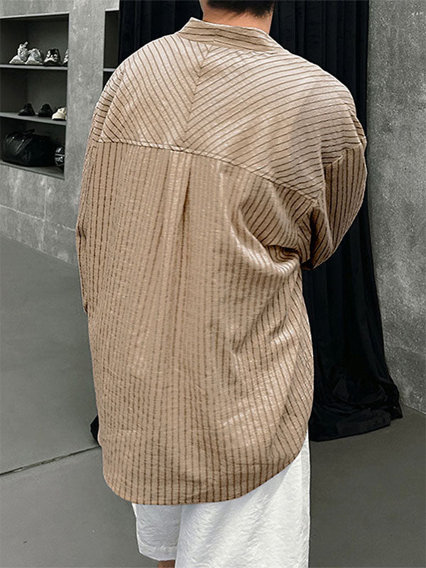 Men's Striped Loose Long Sleeve Cardigan SKUL28511