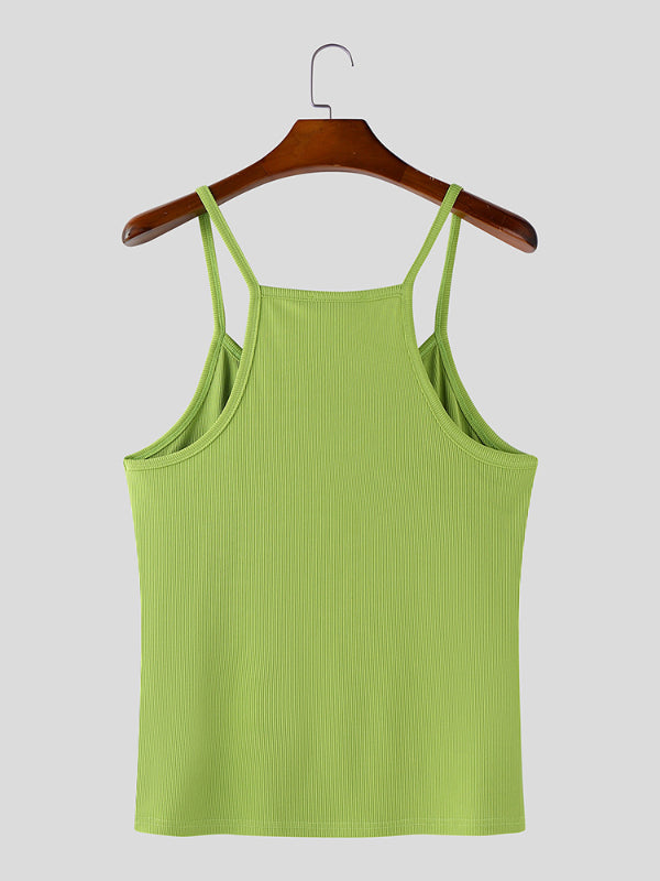 Mens Solid Color Knit Casual Tank SKUL18717