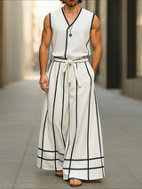 Men's Bold Line Colorblock Two Pieces Outfit SKUL23930